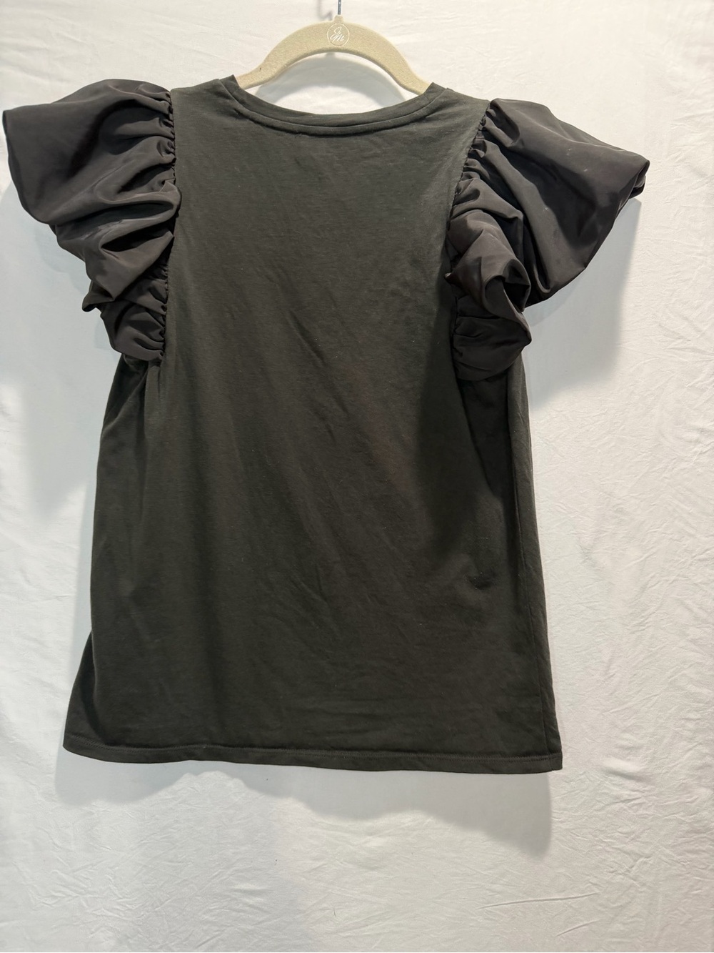 Express Black Ruffle Sleeve Tee - Picture 7 of 9